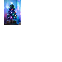 Black Fibre Optic Christmas Tree 2ft to 7ft with Multicoloured LED Lights and Star, 2ft