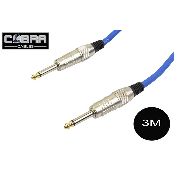 1/4" (6. 35mm) Mono Jack to Jack Cable Blue 3m