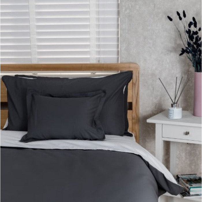 2. 5 Tog Duvet 100% Cotton Grey Cover Set & Pillow