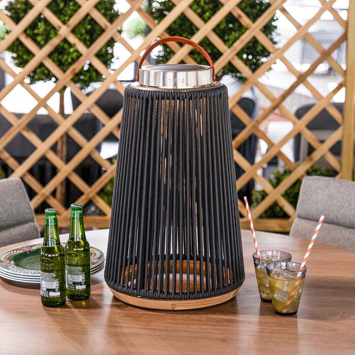 Bracken Outdoors Aurora Curved Charcoal Solar Lantern - Large