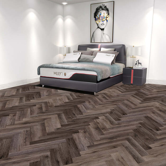 Job Lot - 12 Packs/26. 76sqm of Lusso Portofino Herringbone Port Oak Glue Down LVT Vinyl Flooring