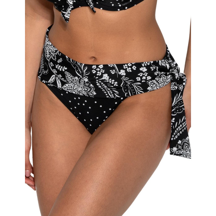 Pour Moi Getaway Fold Over Tie Bikini Brief - Black/White - XL - 16