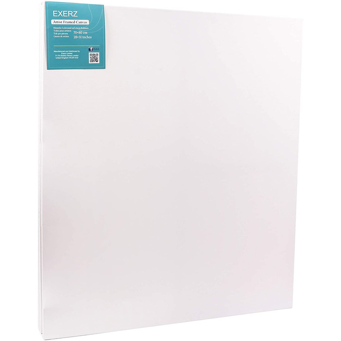 Exerz 70x80cm Stretched Canvas 4pk - 1. 7cm/ 280GSM 100% Cotton