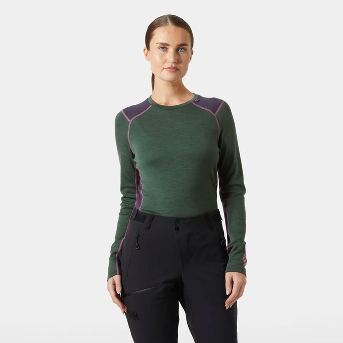 Helly Hansen Women's Lifa Merino Midweight Crew Base Layer Jungle Green XL
