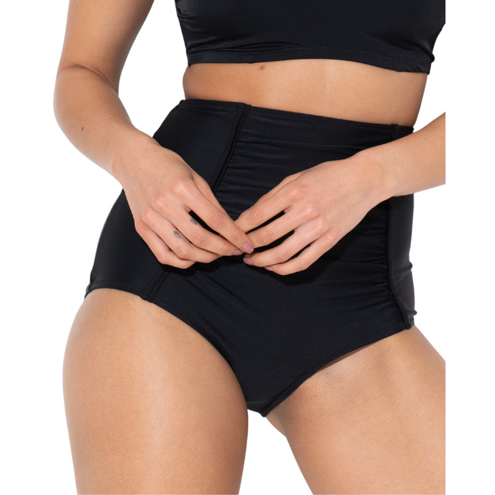 Pour Moi Space Super High-Waist Ruched Tummy Control Bikini Brief - Black - XL - 16