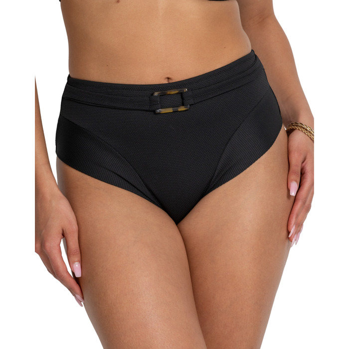 Pour Moi Hawaii High Waist Belted Tummy Control Bikini Brief - Black - S - 10