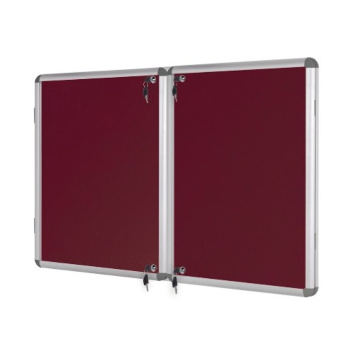 Bi-Office Lockable Felt Noticeboard Display Case 1780 x 1180mm (32 x A4) BURGUNDY