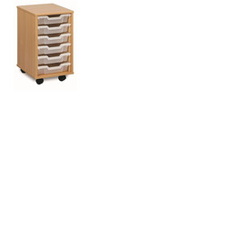 6 Shallow Tray Unit Beech Finish All Yellow Trays