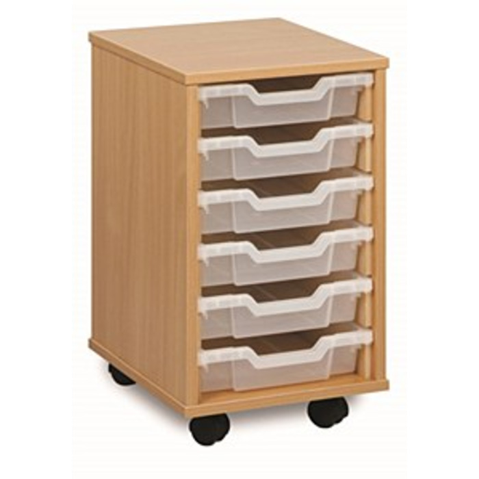 6 Shallow Tray Unit Beech Finish All Red Trays