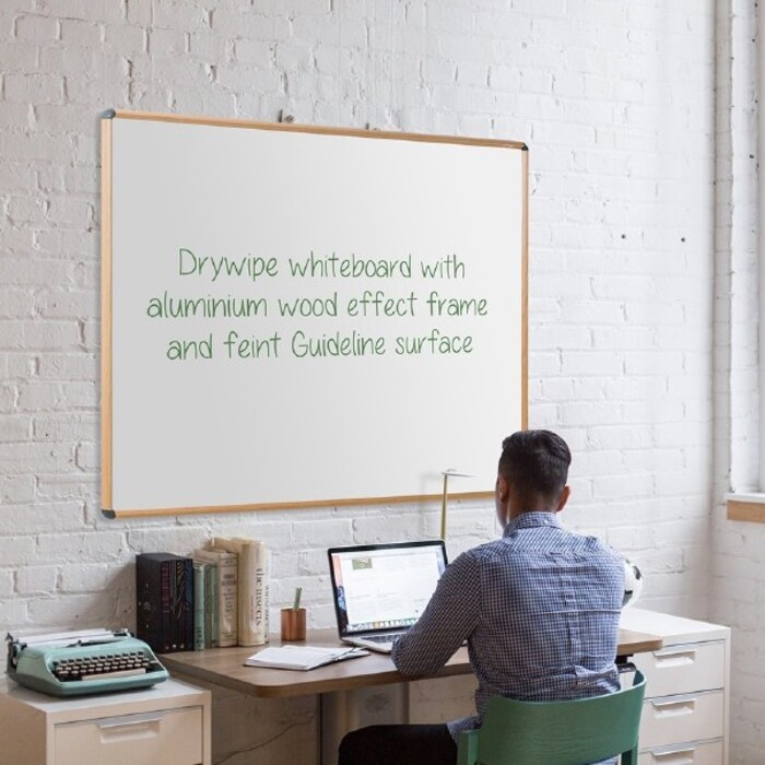 Shield Oak Effect Aluminium Frame Whiteboard