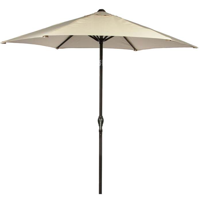 Bracken Outdoor 2. 7m Crank and Tilt Graphite 34mm Pole Round Garden Parasol - Cream