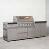 Draco Grills 6 Burner BBQ Modular Outdoor Kitchen with Sear Station and Double Door Cabinet, With Granite Sides