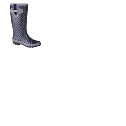 Woodland Womens Wide Top Black Polka Dot Tall Wellington Boots