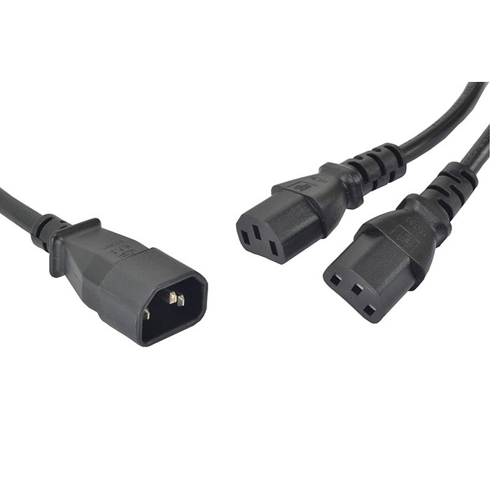 IEC Male to Two IEC Female Splitter 1m