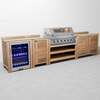 Draco Grills Teak 6 Burner Outdoor Kitchen with Modular Single & Double Cupboards and Single Fridge, End of February 2026
