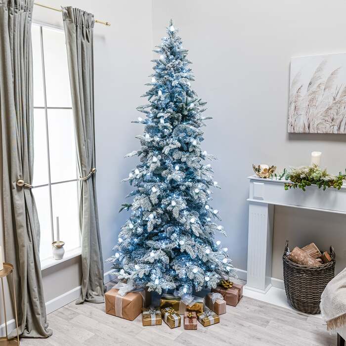 Buckingham Fir Artificial Pre-Lit Frosted PE Christmas Tree 6. 5FT, 7. 5FT, 8. 5FT, 8. 5ft (2. 6m)