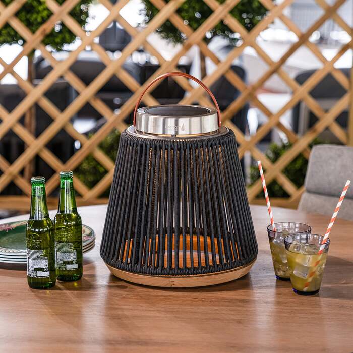Bracken Outdoors Aurora Curved Charcoal Solar Lantern - Small