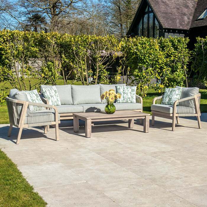 Bracken Outdoors Charlton Acacia Wood and Rope Garden Furniture Lounge Sofa Set with Coffee Table, Mid February 2026