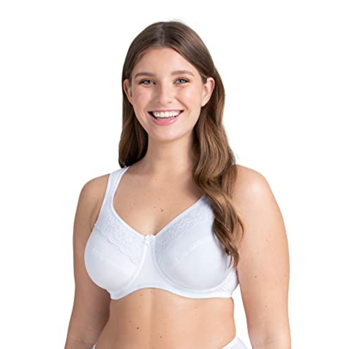 Miss Mary Of Sweden Cotton Now Underwired Minimiser Bra - White - 38C