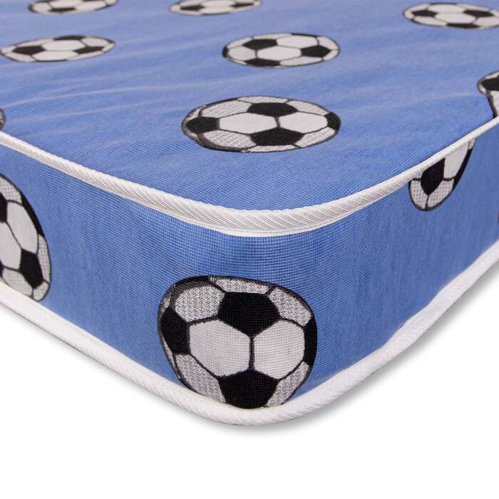 Starlight Beds™ Children's Blue Football Mattress - 2ft6 by 5ft9 Shorty Mattress (75cm by 175cm)