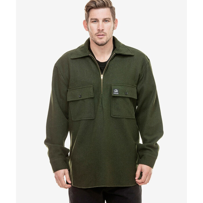 Swanndri Men's Ranger Wool Zip Front Bush Shirt Olive XS