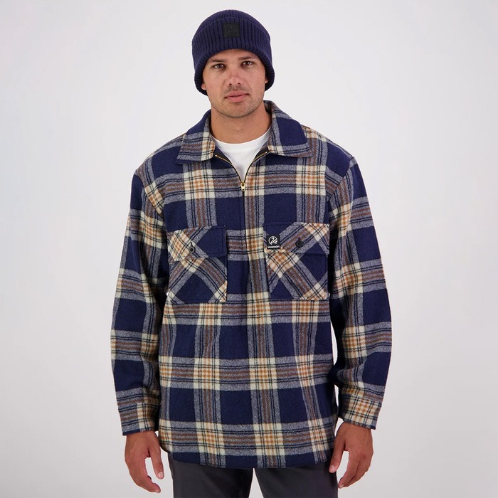 Swanndri Men's Ranger Wool Zip Front Bushshirt Atlantic Check L