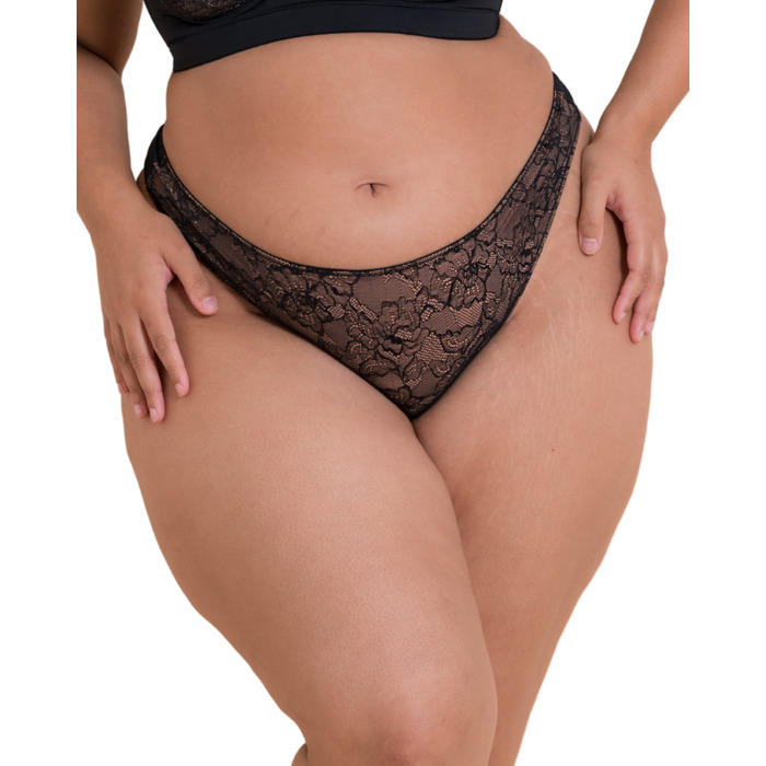 Curvy Kate Hey Girls Thong - Black/Latte - L - 14