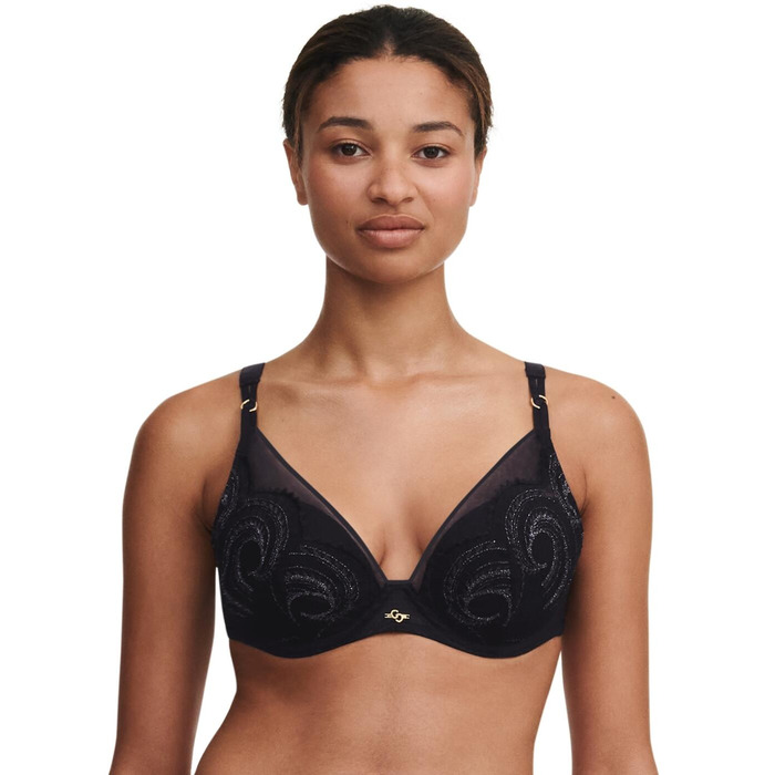 Chantelle Mystic Dream Padded Triangle Bra - Black / Silver Lurex - 32C