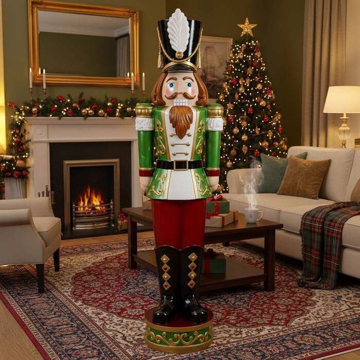 5. 5ft Large Traditional Christmas Nutcracker Soldier - Red, White and Green with LED Lights