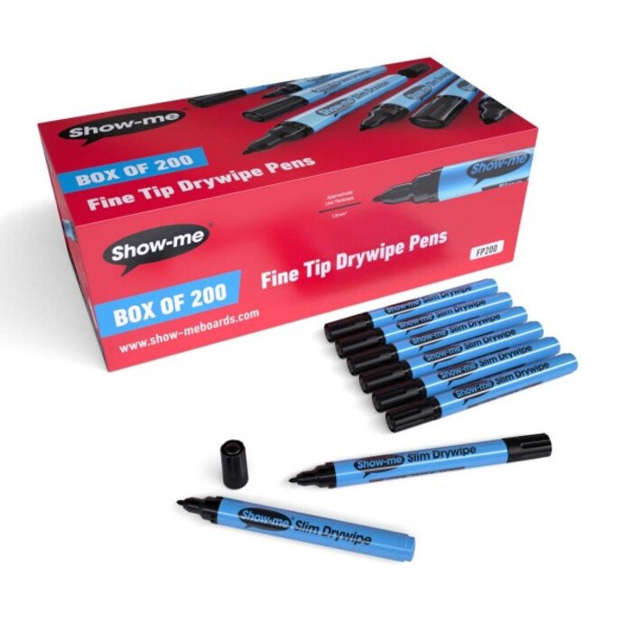 Show-me Slim Barrel Drywipe Pens - Black