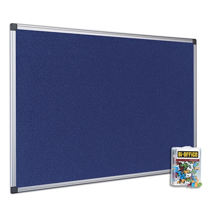 Bi-Office 1500x1200mm Blue Felt Noticeboard and Pins