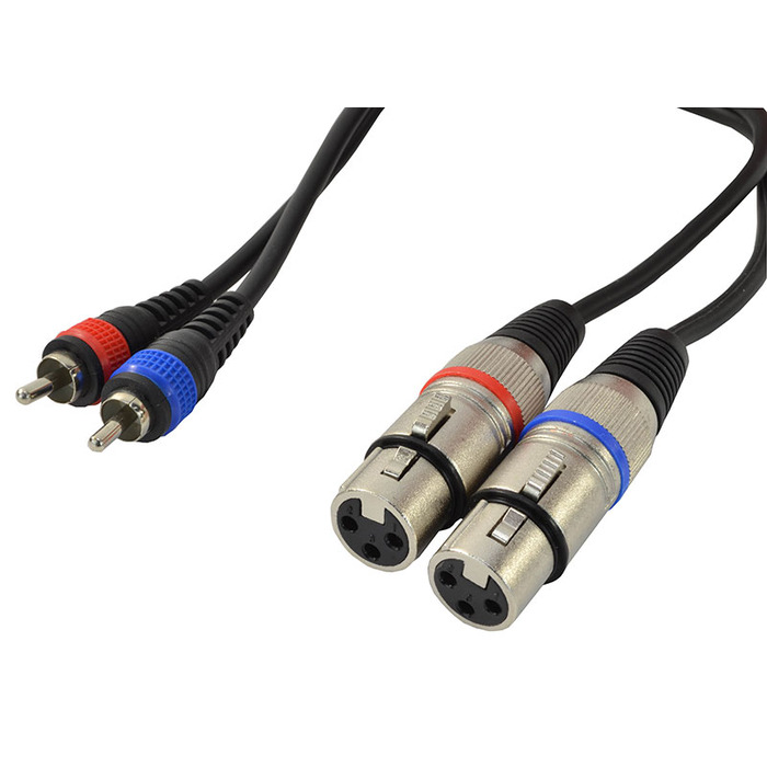 Dual Phono RCA To XLR Female Lead 1. 5m Cable Length