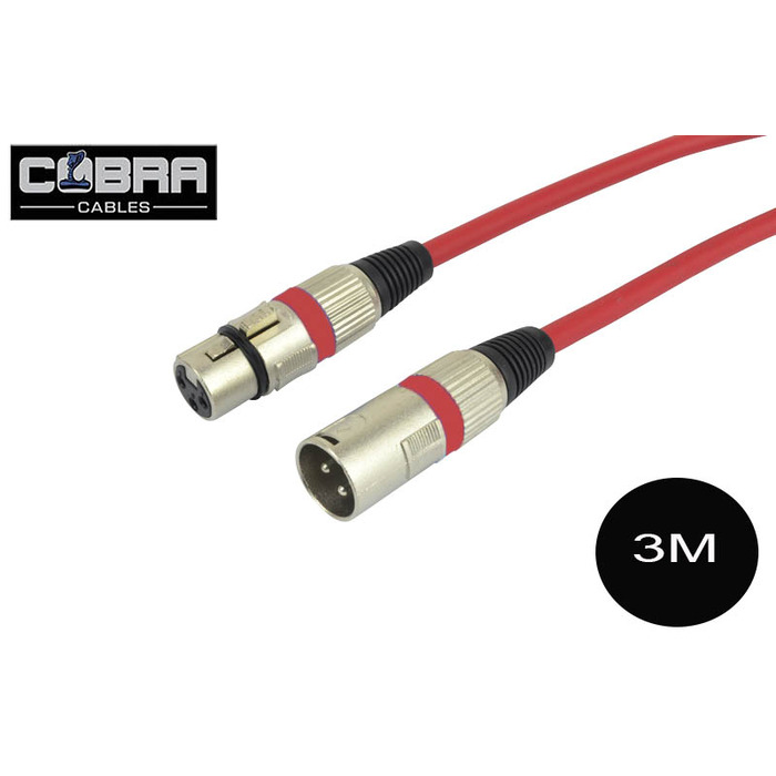 XLR Mic Audio Cable 3 Metre Long Lead