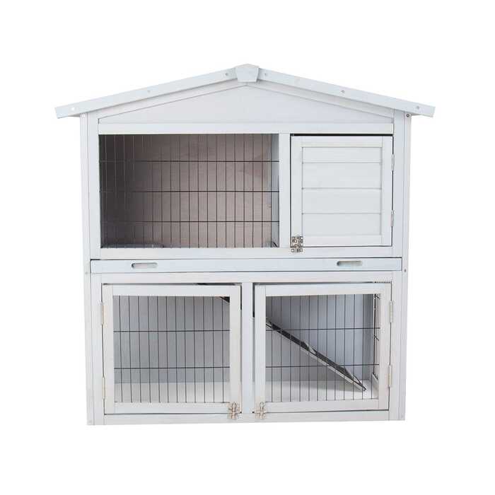 FSC® 100% Certified Two Storey Pet Hutch with Play Area Grey