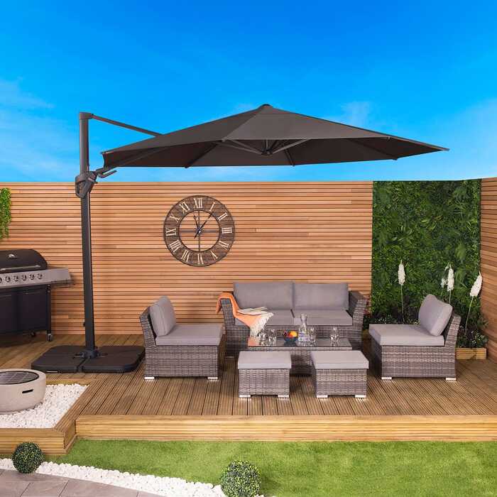 3. 5m Premium Cantilever Parasol - Grey