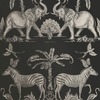 Colonial Elephants Wallpaper Charcoal