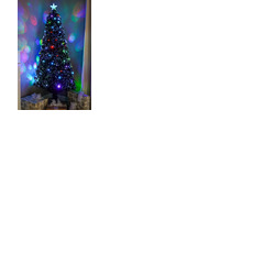Black Fibre Optic Christmas Tree 2ft to 7ft with Multicoloured LED Lights and Star, 7ft