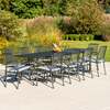 Alexander Rose Portofino 10 Seater Metal Garden Furniture Set with Extending Rectangular Table, Armchairs & Side Chairs, With Charcoal Stripe Cushions