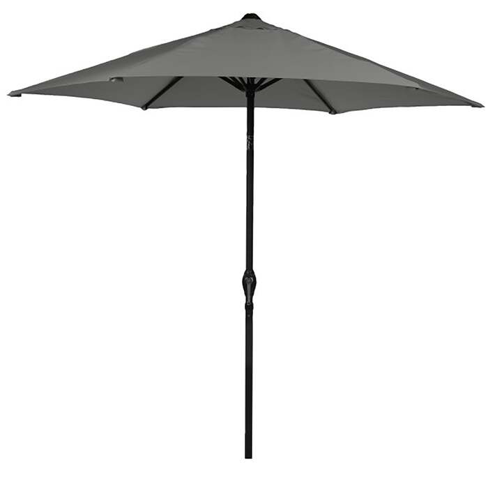 Bracken Outdoors Grey 2. 5m Crank and Tilt Round Garden Parasol - Graphite Pole