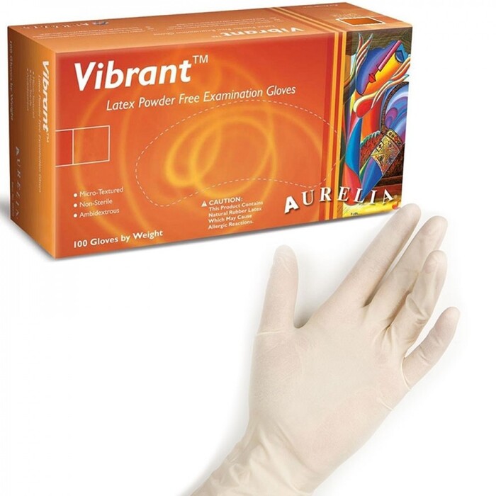 Aurelia Vibrant Powder Free Latex Gloves Medium (100)