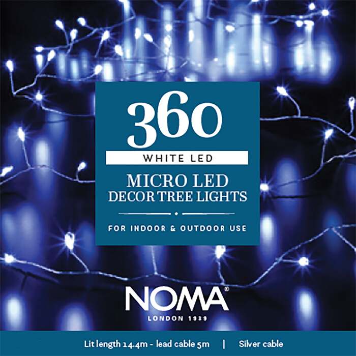 Noma White Micro Decor Christmas Tree Static Lights With Silver Wire