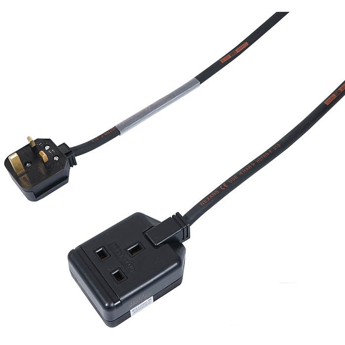 Single Gang 13A Extension Lead with Titanex Rubber Cable - 1m