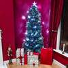 Green Pine Snowy Christmas Tree 4ft to 6ft with LED's, Berries, Cones and White Fibre Optic, 5ft