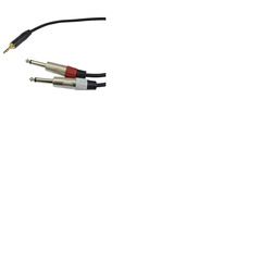 2 x Mono ¬" Jack to 3. 5mm Stereo Jack Cable Black
