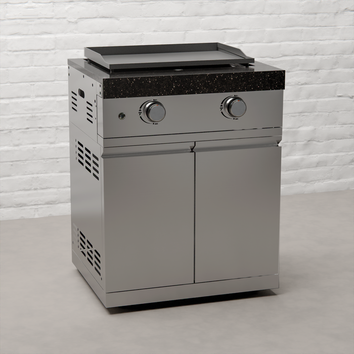 Draco Grills Z240 Twin Burner Stainless Steel Plancha Barbecue with Cabinet