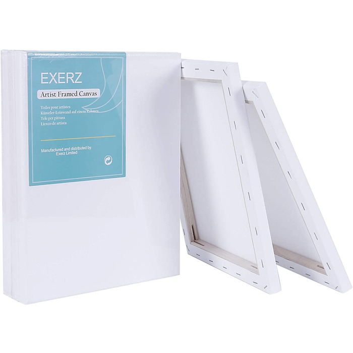 Exerz 40x50cm Stretched Canvas 4pk - 1. 7cm/ 280GSM 100% Cotton