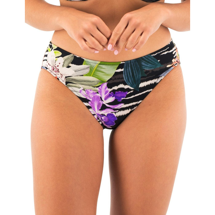 Fantasie Maldives Mid Rise Bikini Brief - Black Tropical - L - 14