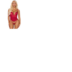 House Of Desire Brigeta Satin Plunge Push Up Bustier & Thong Set