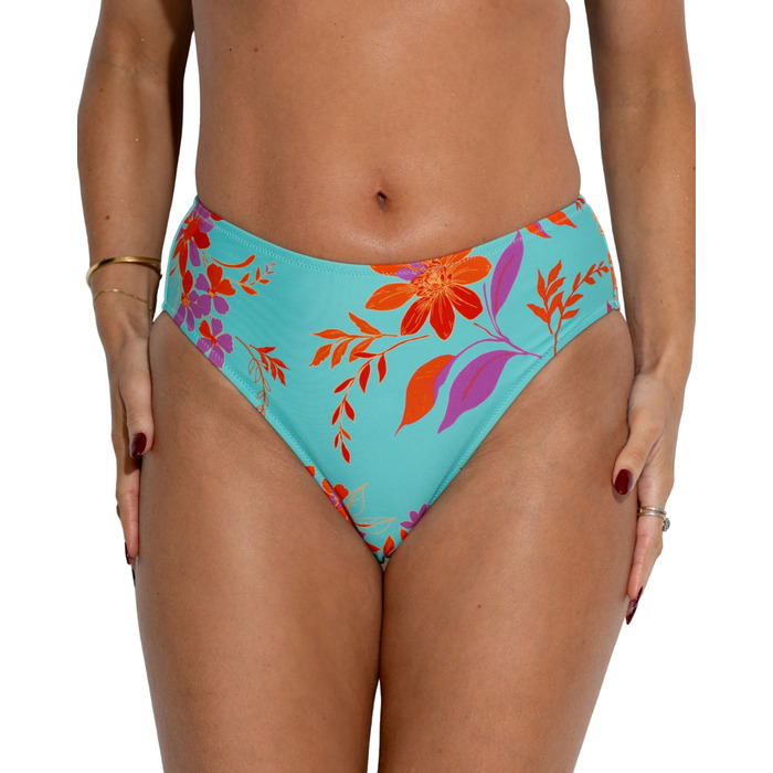 Pour Moi Heatwave High-Leg Control Bikini Brief - Aqua/Orange - XL - 16