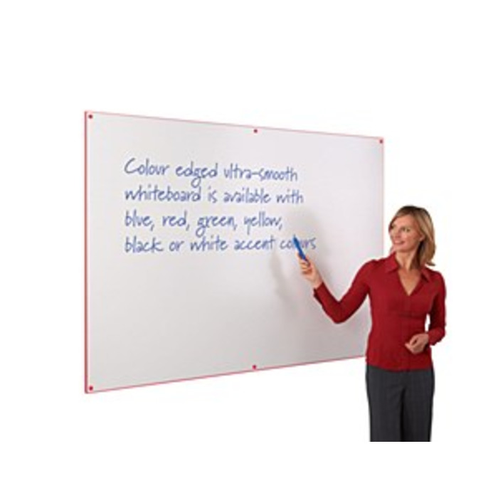 WriteOn Coloured Edge Whiteboard 876 x 1176mm Red Edge